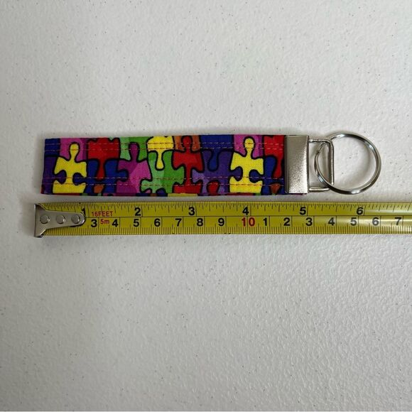 Handmade Retreat Cosmetic Bag Keychain Autism Puzzle Piece Set New Zipper Pouch - Picture 13 of 14